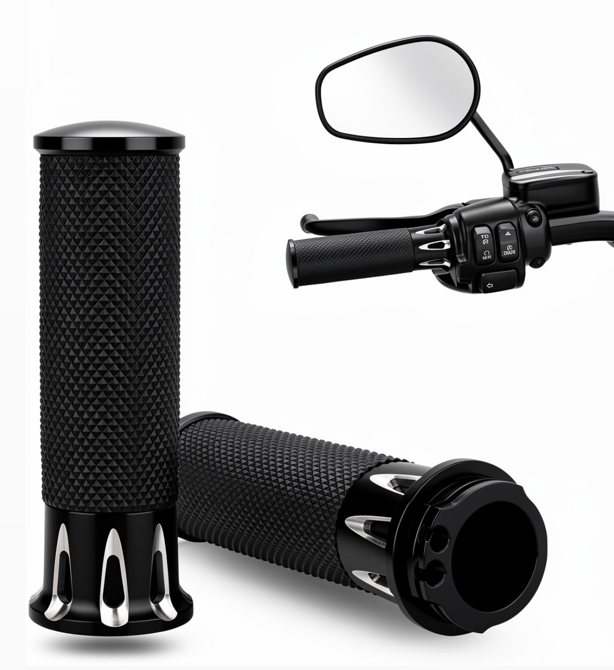 Handlebar Grips Black CNC Throttle Grip