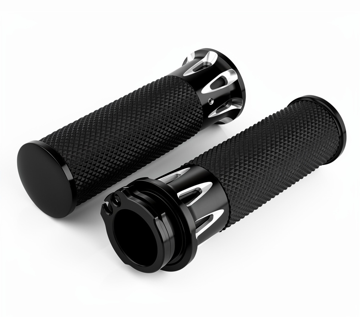 Handlebar Grips Black CNC Throttle Grip - Image 2